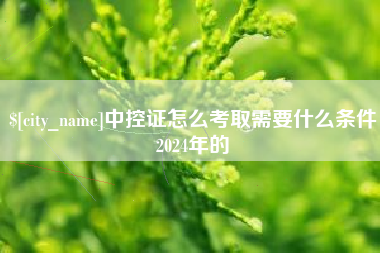 馆陶中控证怎么考取需要什么条件2024年的